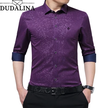 

DUDALINA 2020 New Men Clothes Slim Fit Men Long Sleeve Shirt Printe Casual Men Social Shirt Jacquard Plus Size Imported China