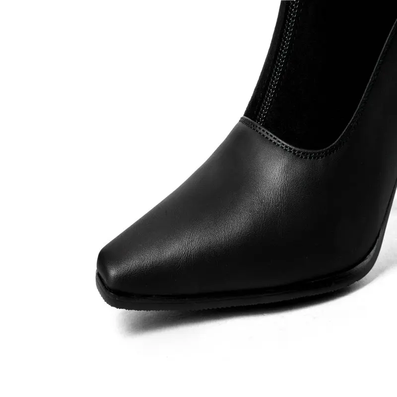 NEMAONE الكاحل الأحذية أزياء النساء الخريف الشتاء أحذية عالية الكعب نوعية جيدة سستة وأشار اصبع القدم الأحذية حجم كبير 42 43