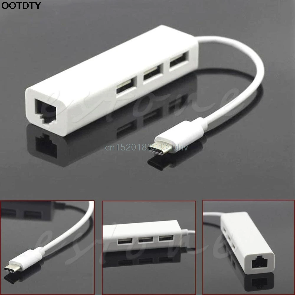 USB-C Тип C USB HUB с RJ45 сетевой адаптер для портативных ПК-Новый горячий