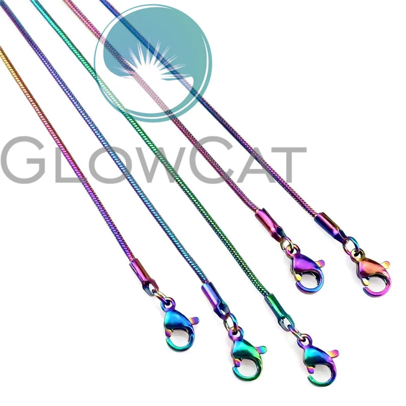 Lot 5-22" Rainbow Snake Chain Necklace Stainless Steel USA New BONUS! Lot 5-22" Rainbow Snake Chain Necklace Stainless Steel USA New BONUS!