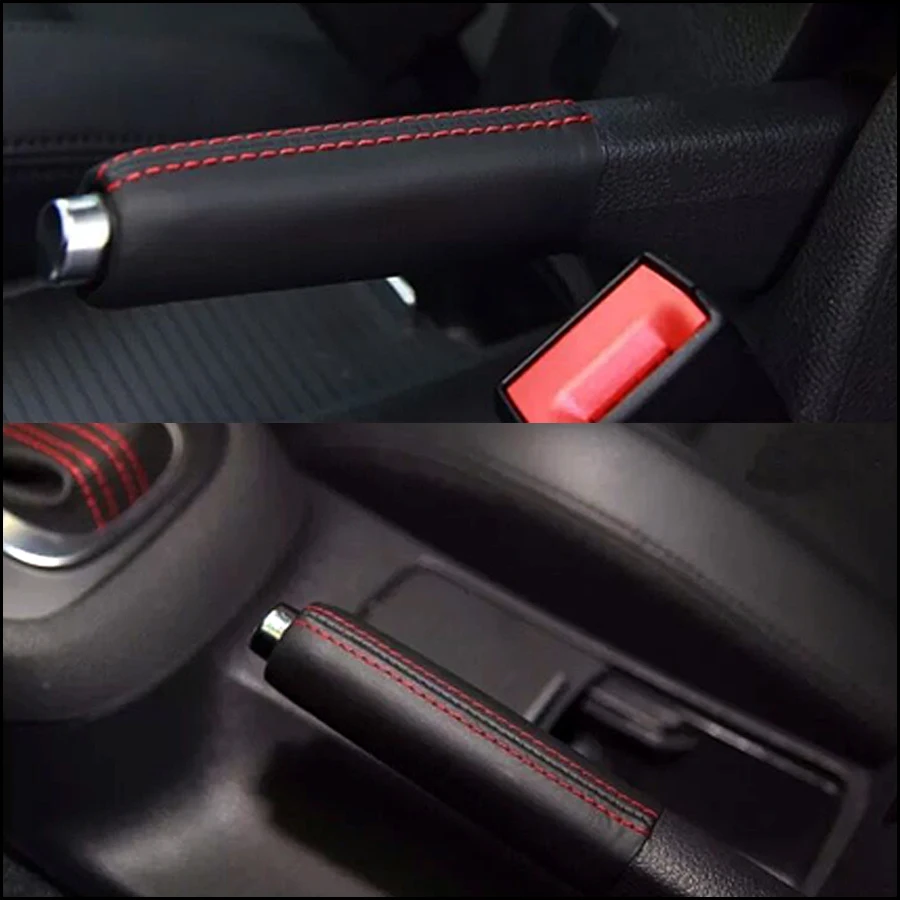 1KD711461A 1K0711461 1PC Genuine Leather Car Hand Parking Brake Handle Grips Cover Fit For VW Golf Sagitar 2006-2007 2009-11 (6)