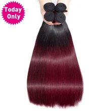 TODAY ONLY 1 3 4 Bundles Burgundy Brazilian Straight Hair Bundles Ombre Human Hair Bundles 1b