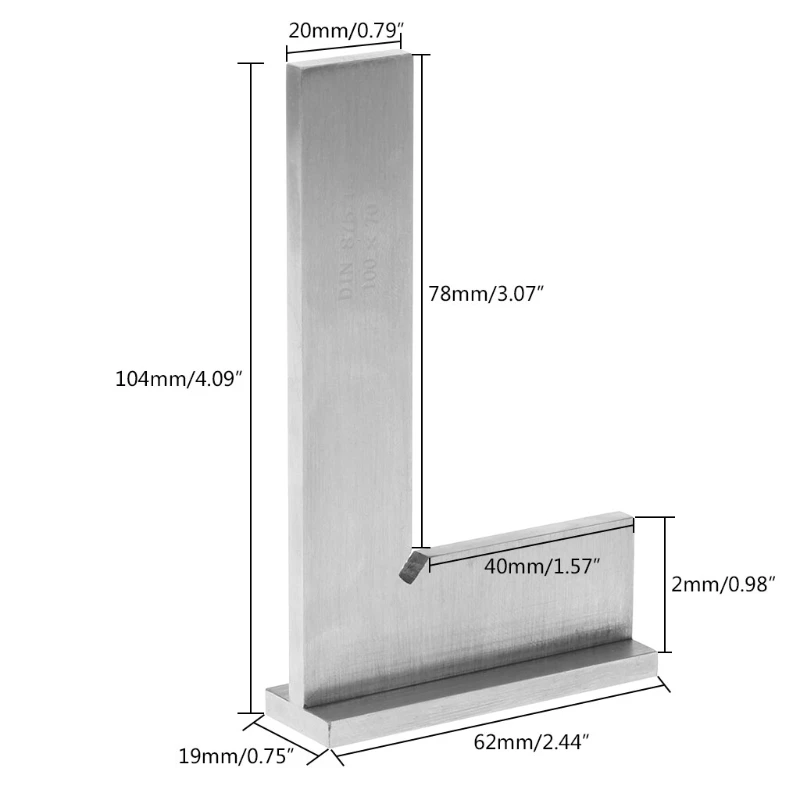 

100*70mm Machinist Try Square DIN 875 / 0 grade 90D Flat Edge Square with Base W-store Jan14