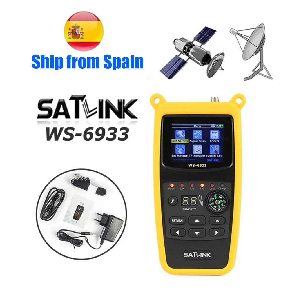 

Satlink WS-6933 2.1 Inch DVB-S2 1080P HD digital satellite satFinder meter satellite finder LCD Sat Finder ws 6933 satlink
