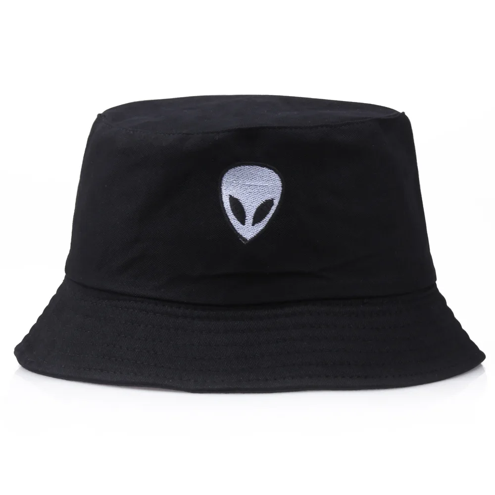 new Alien Bucket Hat Unisex Bob Caps Hip Hop Men women Summer Panama Cap Beach Fishing boonie Hat black white Two sides hat
