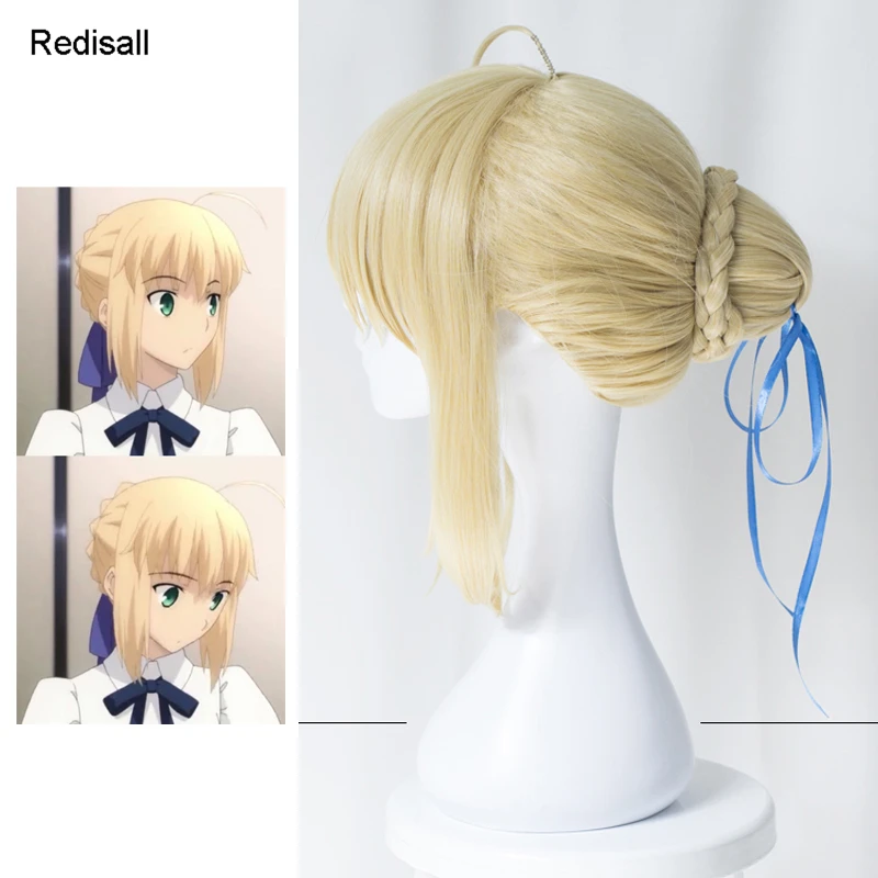 Fate/Stay Night Fate/Grand Order Saber золотой парик косички косплей Хэллоуин ролевые игры волосы