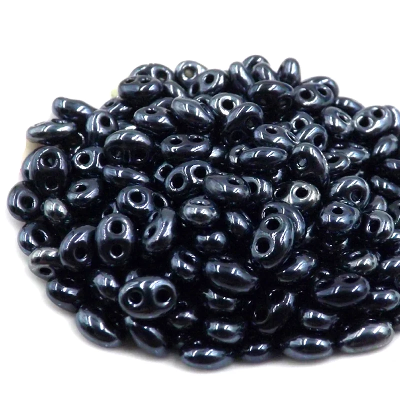 Hot new 5x2.5mm Luster Czech Glass Seed Beads Two Hole Bead 240pcs Black bile 2