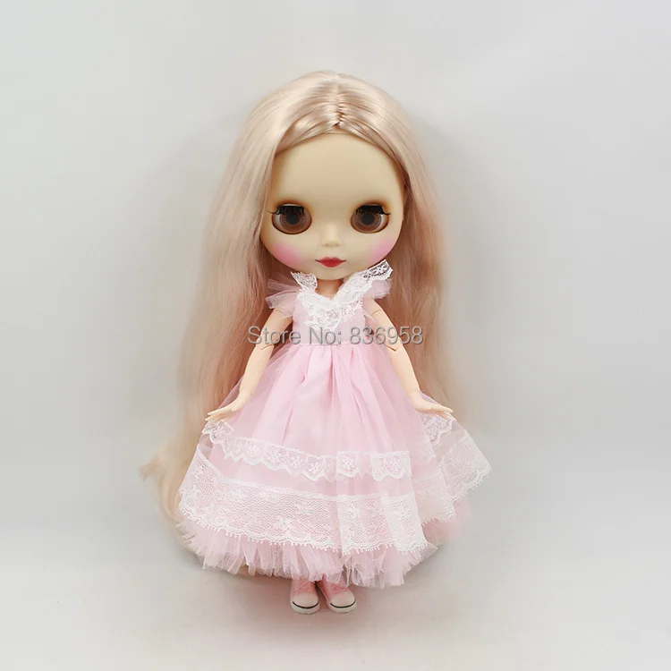 

free shipping factory blyth doll 300BL339 JOINT body centra parting Long golden hair matte frosted face 1/6 toy gift