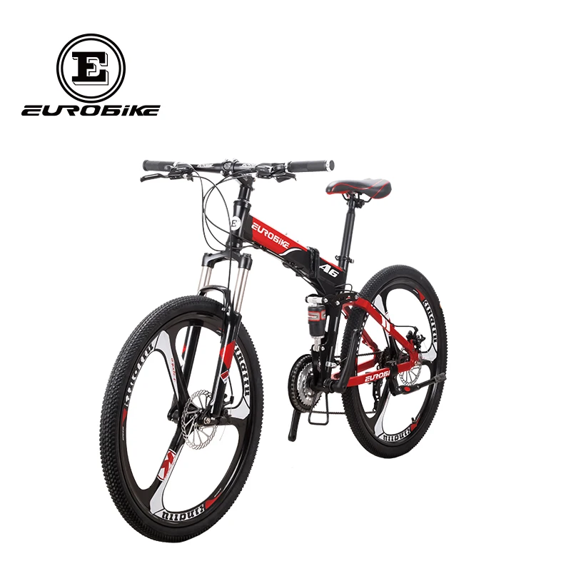 Top EUROBIKE Folding Bike 26 Inches Aluminum Frame 21 Speed  Gears Dual Suspension Mountain Bike 3