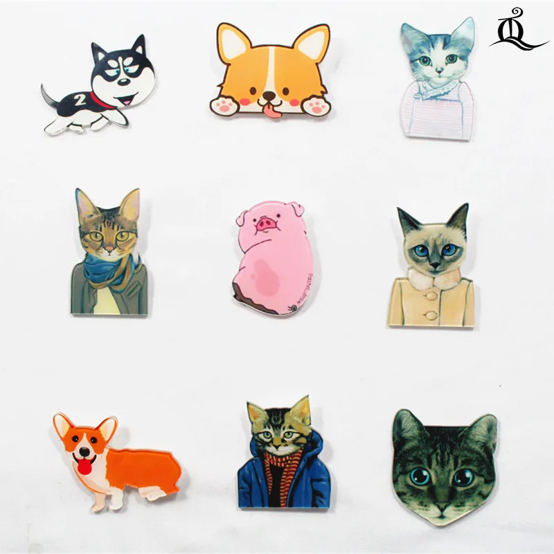 

HOT mix 1PC Shirt Cute Cartoon brooch Acrylic Badge Pins Bag Packbag Decoration Fruit Animal dog cat fox Brooch Broch,No61