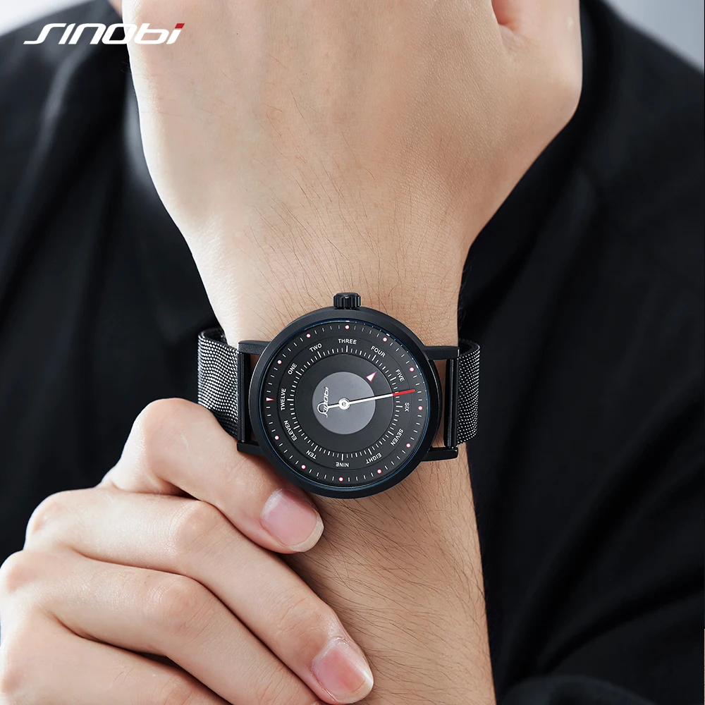 Sinobi Top Luxury Brand Men Leather Strap Sports Watches Men's Quartz Clock Man Waterproof Wrist Hiking Watch Relogio masculino