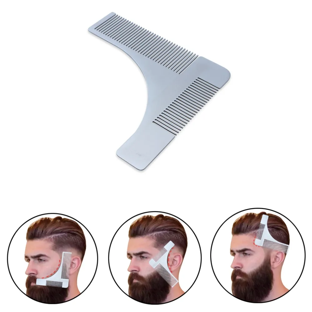 Stainless Steel Beard Comb Styling Tool Shaving Handmade Cut Hair Molding Trim Template (4)