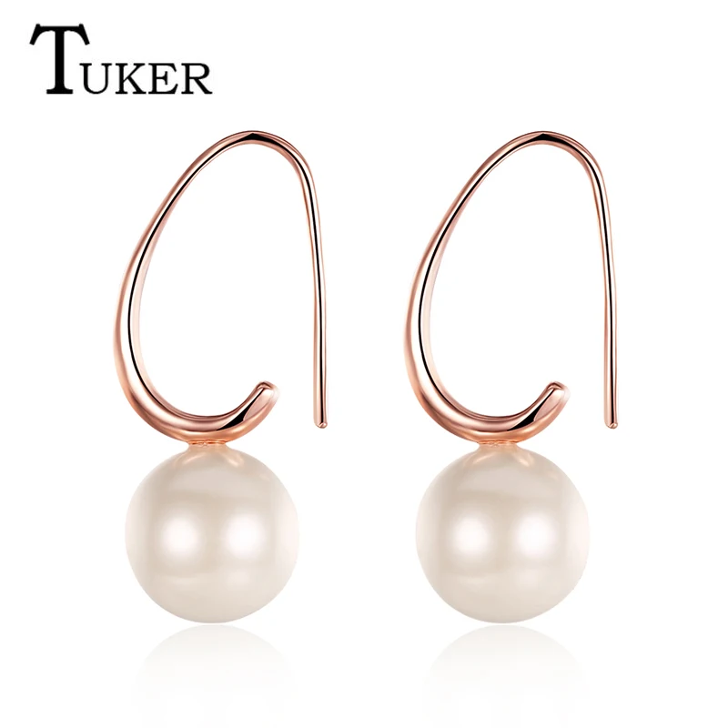 Rose Gold Water Droplets Pearl Earrings Elegant Concise Party Women Leisure Cute Style Jewelry Attractive | Украшения и