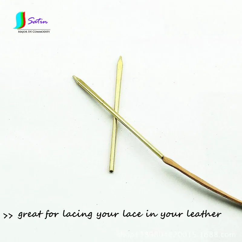 2pcs DIY Wallet/Leather Craft Brass Round Oblate Head Threaded Lacing Needle Tool 2MM S0683H Perma-lok Leather Lace | Дом и сад
