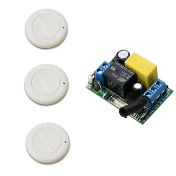 

AC 220V Wireless Remote Control Switch System 1CH Relay Remote Receiver Home Light Lamp LED Power Switch + 3Pcs Transmitter