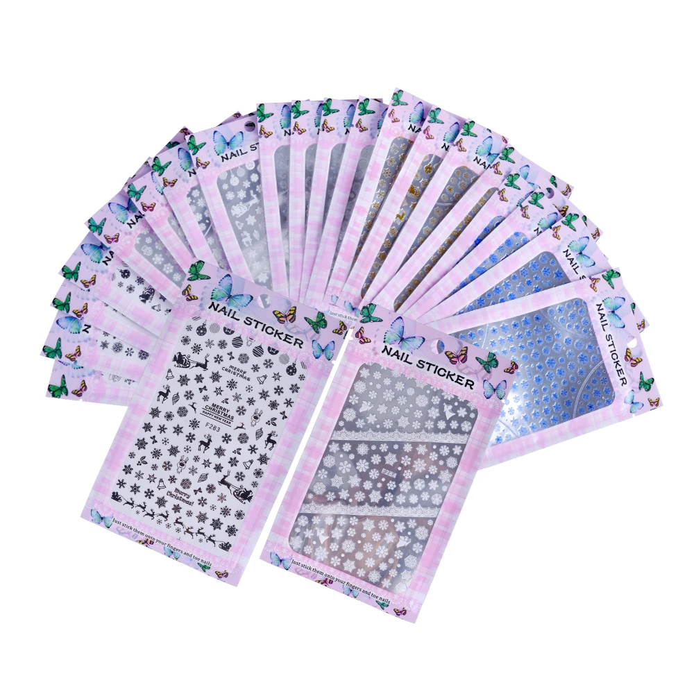 

4Sheets 3d Adhesive Nail Stickers Mixed Designs Snow Flower Nail Art Stickers Decal Beauty Xmas Nail Art Decorations LAF281-284N