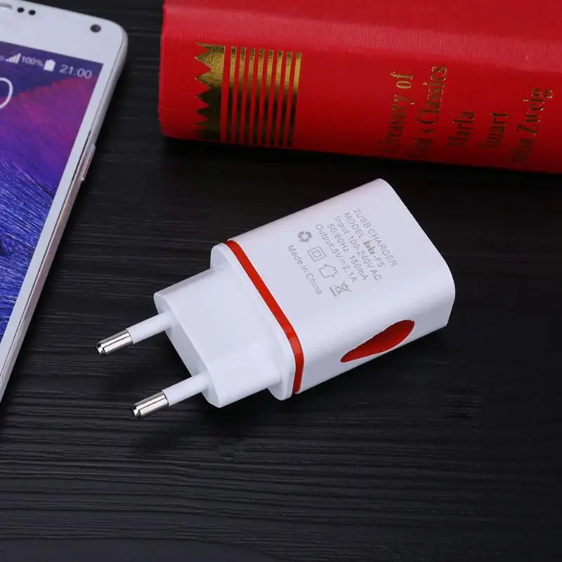 Alloet Универсальный ЕС Подключите 5v2. 1A 2 Порты и разъёмы USB двойной зарядки адаптер USB Зарядное устройство Портативный Путешествия стены Зарядное устройство адаптер для телефонов