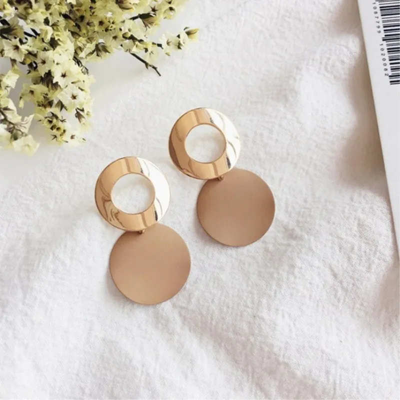 Круглые Висячие геометрические серьги искусственная кожа полые металлические