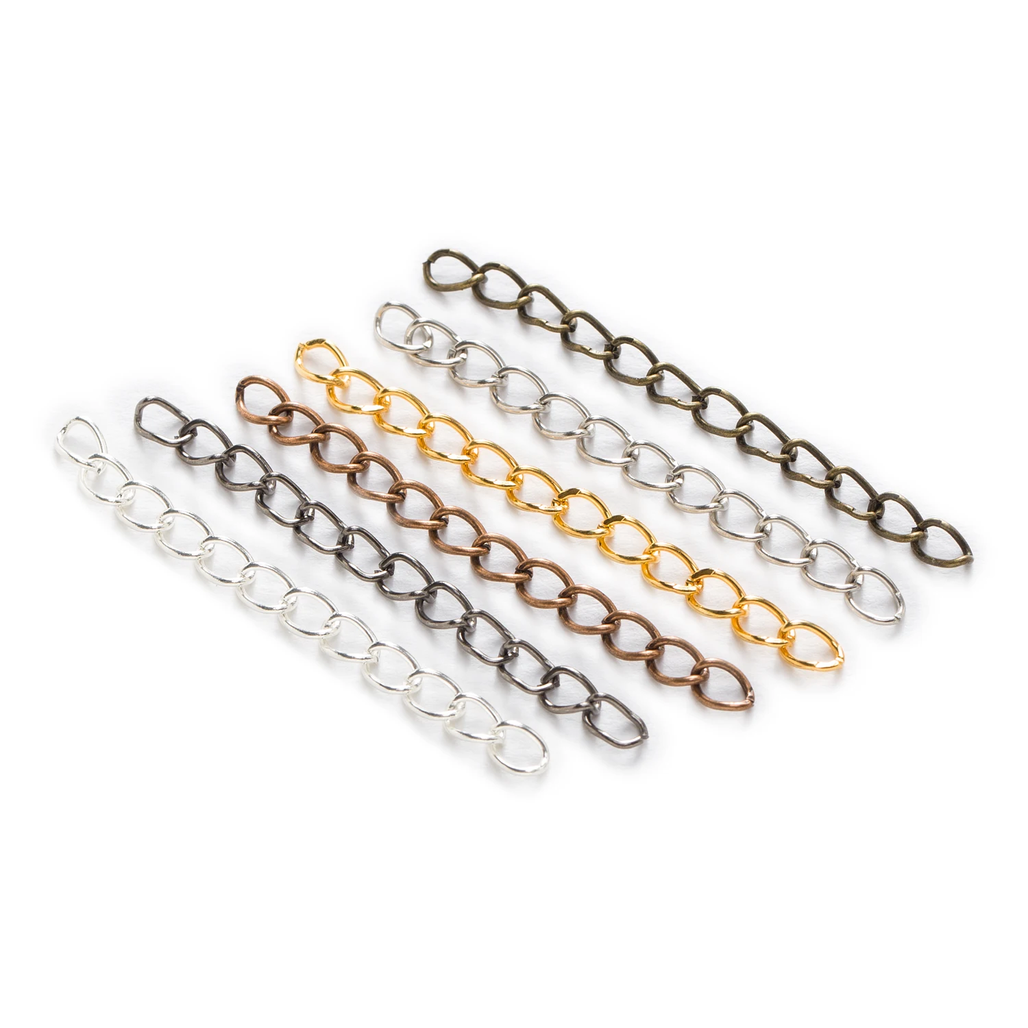 

50 Piece 6 Color Twist Link Chain Extension Tail Chains Findings Jewelry Making DIY Accessories 50mm long