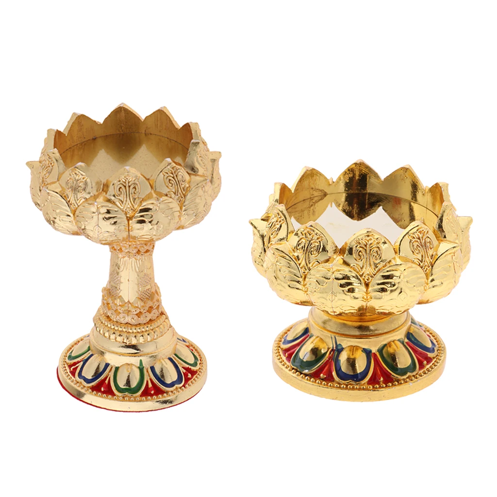 45/76mm Height Buddha Lotus Butter Candle Lamp Holder Base Burner for Home Praying Safe/ Fortune/ Luck