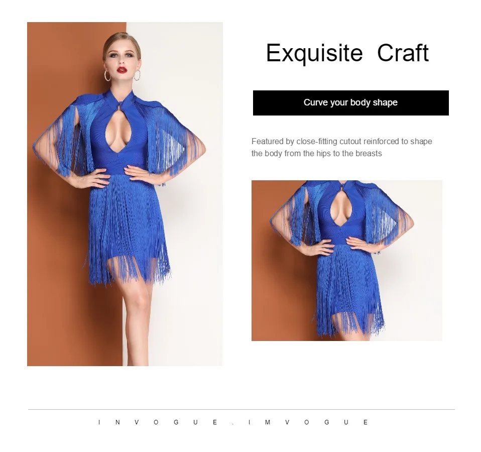 INVOGUE. IMVOGUE Новое поступление пикантные Key Hole Модные кисточки без рукавов с круглым вырезом одноцветное цвет вечерние Bodycon мини платье