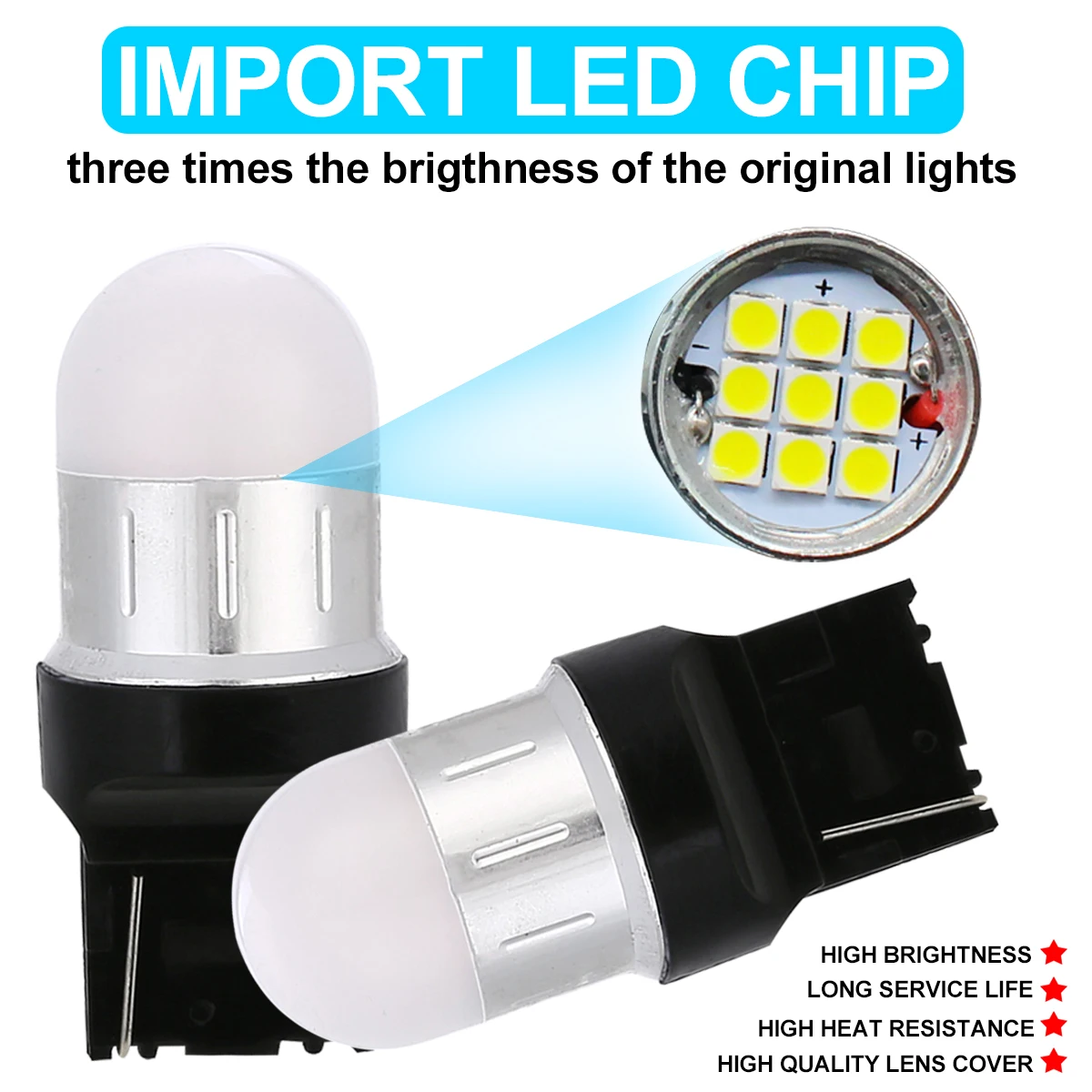 

2pcs 10W 900LM T20 7440 SRCK Bulb 12/24V 9SMD 3030 LED Reverse Backup Parking Light Lamp Super White