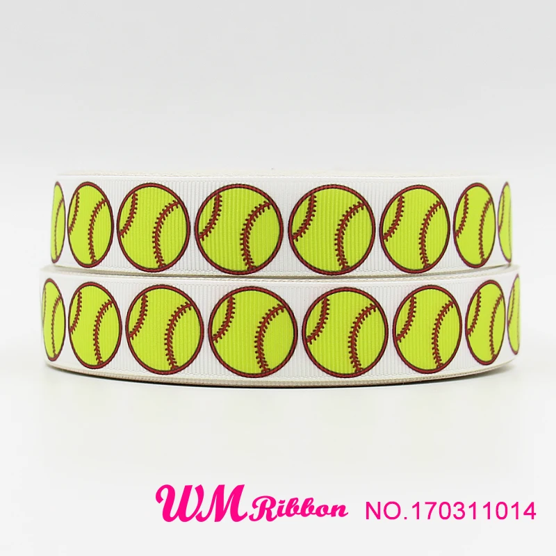 10 yards lot 1.5inch 38mm 150508026 softball printed grosgrain ribbon