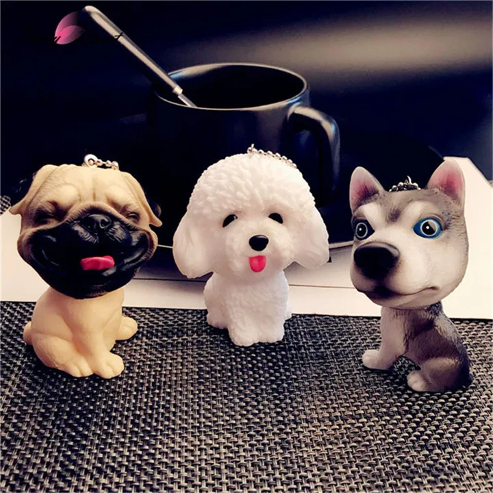 1 Simulation Teddy Dog Keychains For Women Bags Fashion Jewelry Animal Keyring Men Car Keychain Husky Pendant Trinket Keyholder