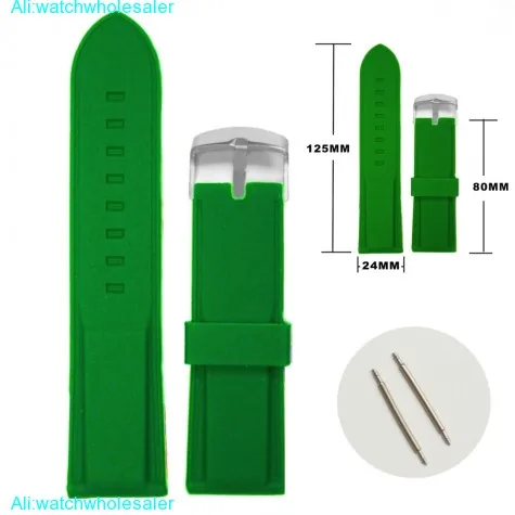 24mm Dynamic Green Silicone Jelly Rubber Unisex Watch Band Straps WB1054I24JB