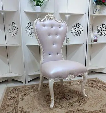 على النمط الأوروبي كرسي الطعام خشب متين لينة كرسي الأميرة كرسي العاج الأبيض فندق مانيكير و خلع الملابس كرسي بمسند ظهر.