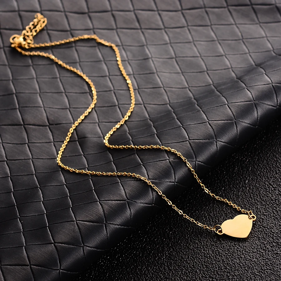 

Trendy Women Girl Heart Necklace Stainless Steel High Polished Prevent Allergy Female Choker Necklaces Friendship Love Jewelry