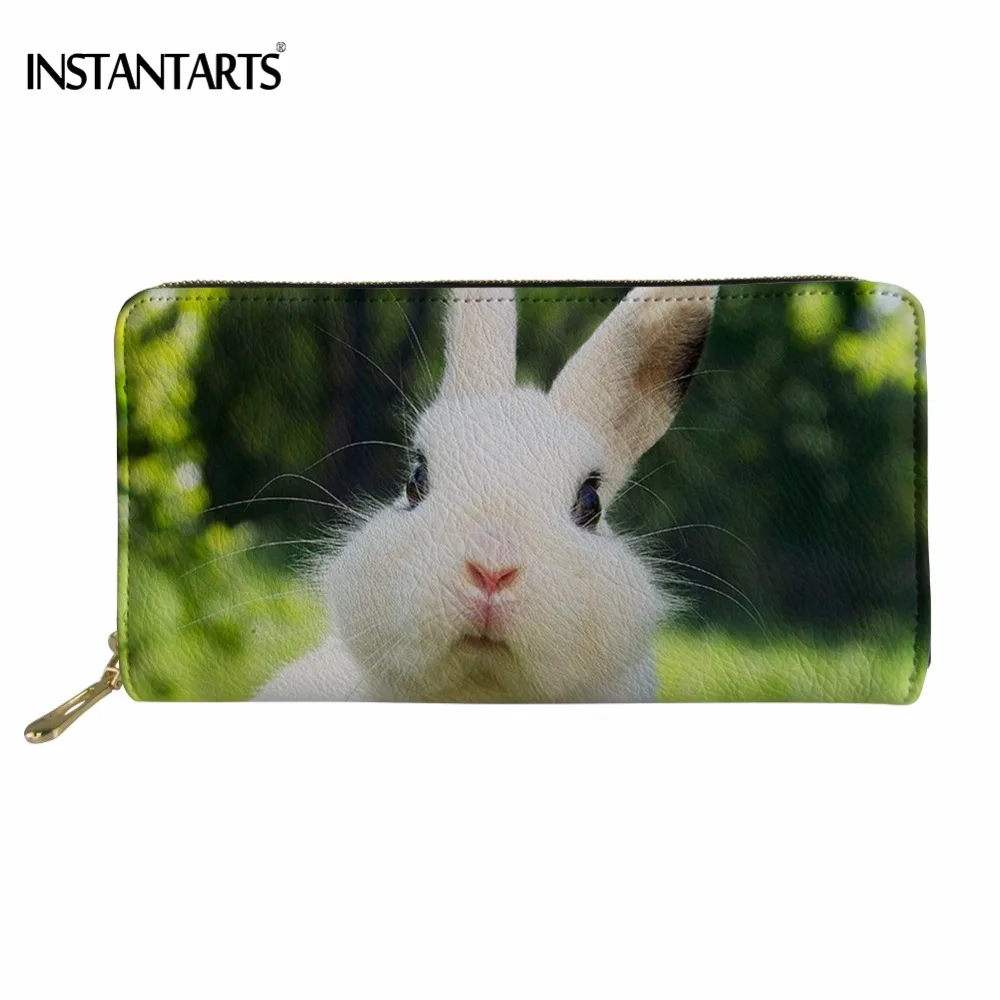 INSTANTARTS Cute 3D Animal Rabbit/Bunny Printing Long PU Leather Wallet
