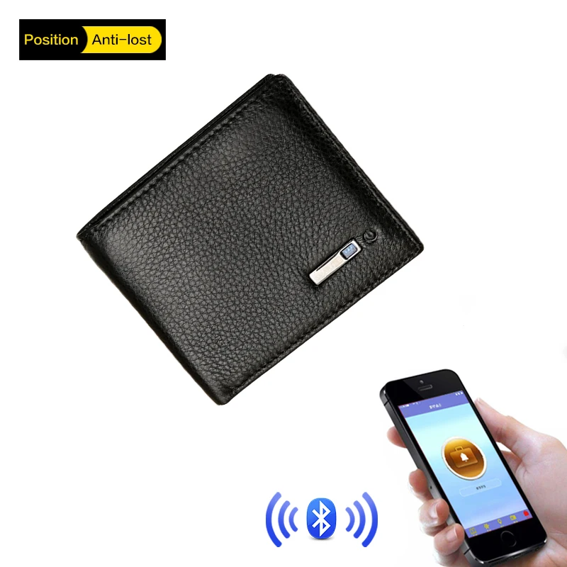 Men Genuine Leather Anti Lost Intelligent Bluetooth Smart GPS Wallet