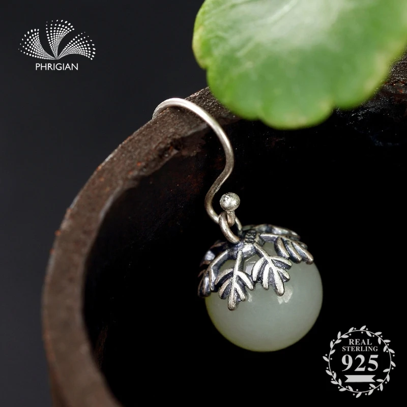 

NOT FAKE S925 Fine Jewelry Earrings 925 Sterling Silver Women Handmade Vintage Nature Retro Exquisite Semi Gemstone snowflake