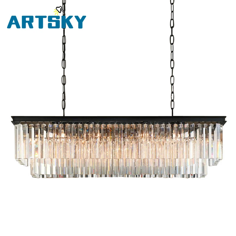 

new American chandelier crystal lamp length 80cm dinning room light fixtures LED light