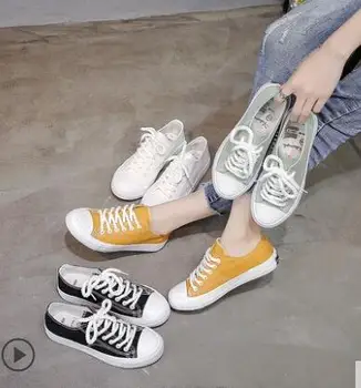 

Canvas shoe female 2019 new chun xia han edition student goes all out recreational board shoe canvas shoe