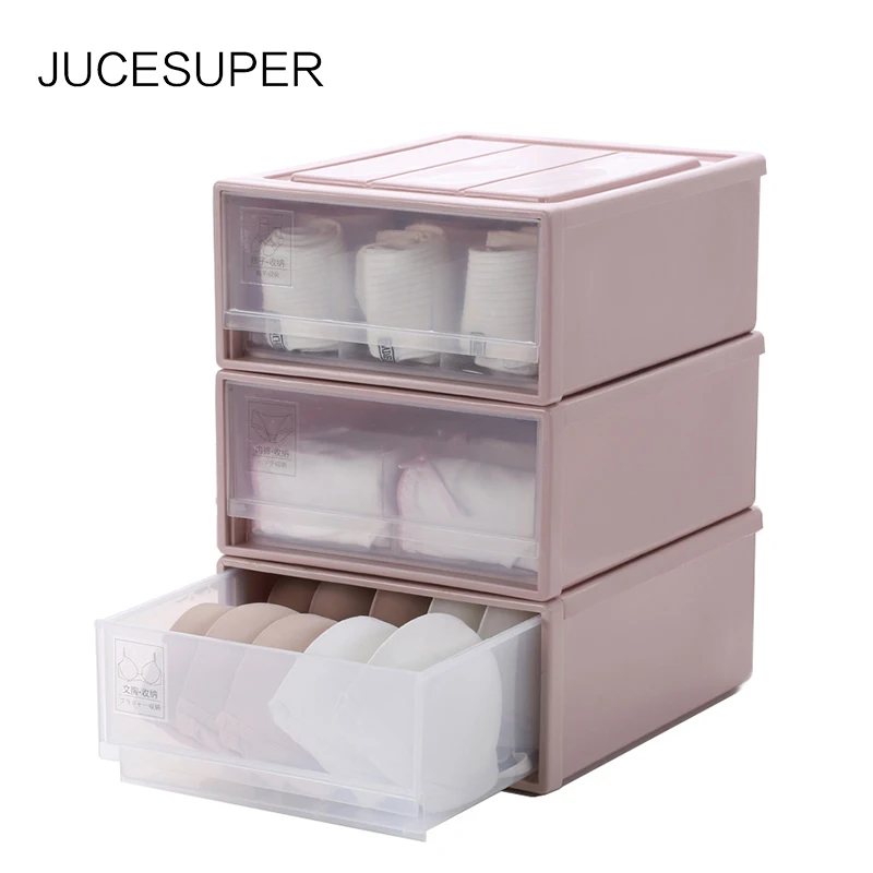 Jucesuper Plastic Drawer Underwear Storage Box Makeup Finishing