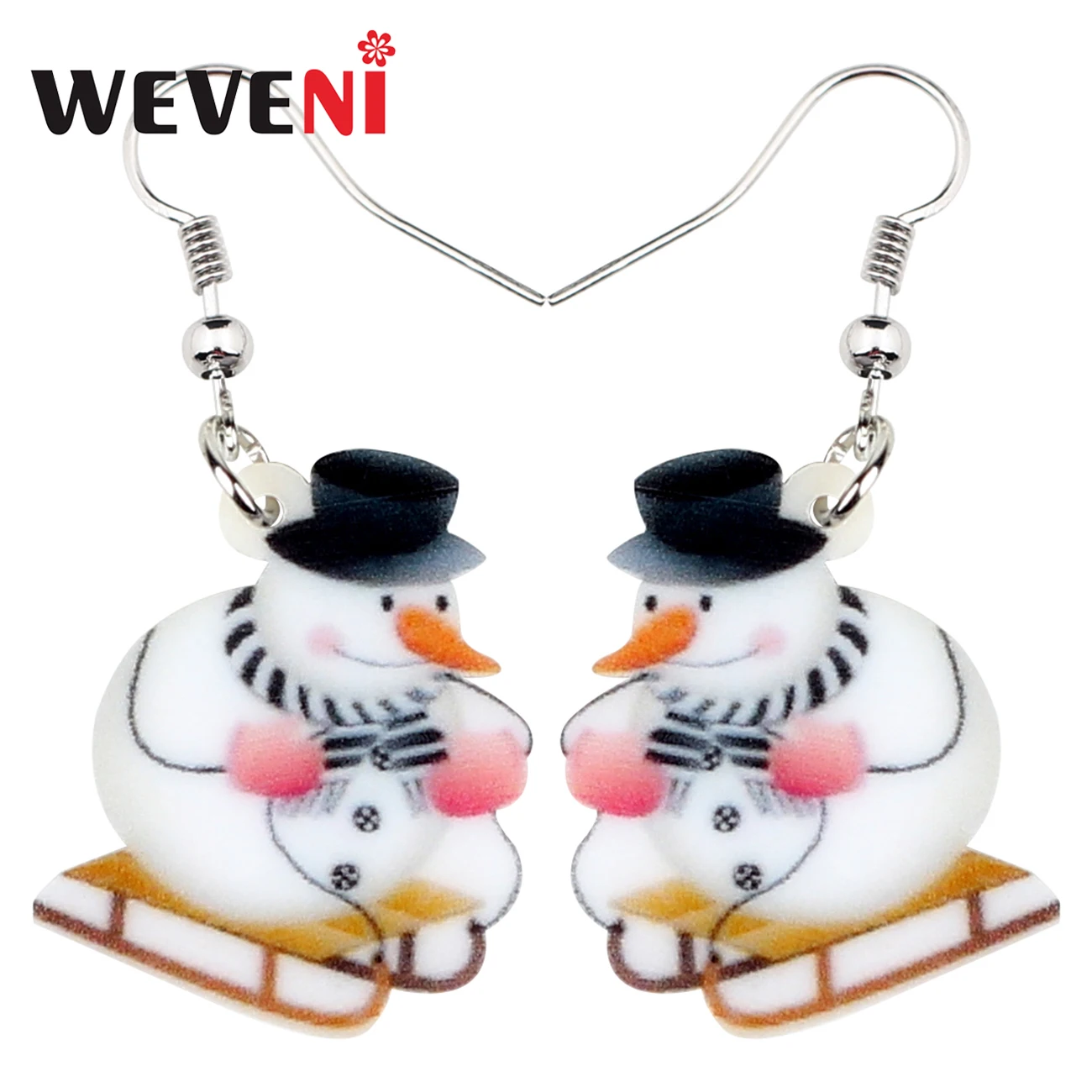 

WEVENI Acrylic Christmas Cute Snowman Earrings Drop Dangle Navidad Ornaments Decoration Jewelry For Women Girls Charms Wholesale