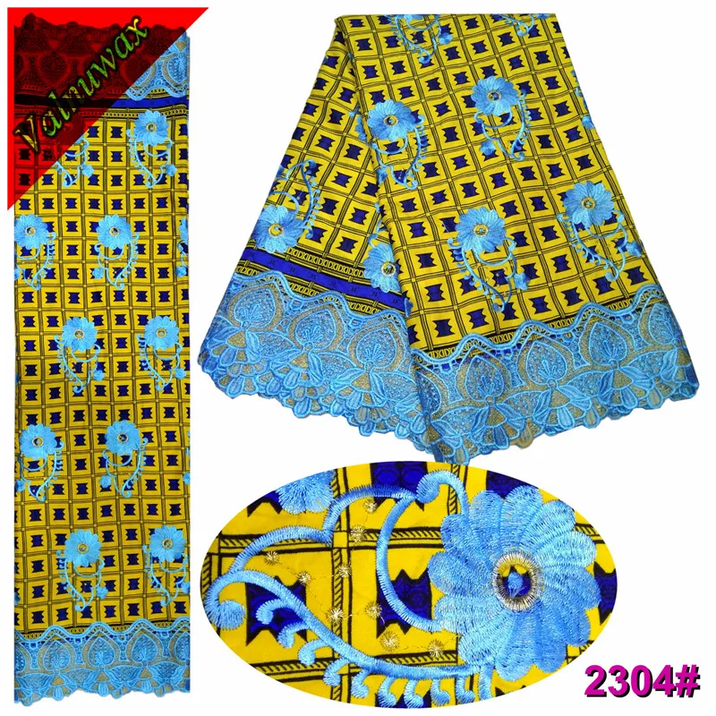 

Yellow color Nigerian Ankara Print Lace Fabric 6Yards High Quality African Wax Polyestr Guipure cord Lace Fabrics /QD2304#