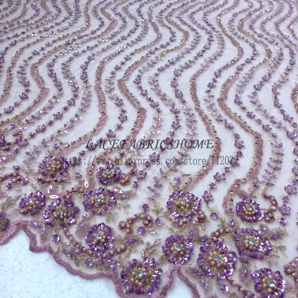 

La Belleza Pink nude/BLUE/purple/fucsia heavy beaded stones sequins metallic embroidered wedding/evening/show dree lace fabric