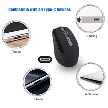 

2.4GHZ Wireless Mouse with Type-C Receiver Ergonomic 6 Buttons Mouse for Type-C Devices QJY99