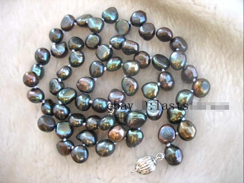 freshwater pearl black 8-10mm baroque necklace 17&quot | Украшения и аксессуары