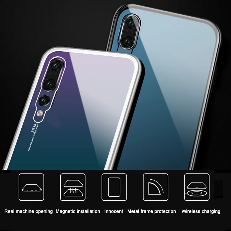 Чехол для телефона Магнитный для huawei P30 pro Чехол стеклянный задний жесткий чехол для huawei P30 lite металлический Coque на p 30 light p30pro p30lite