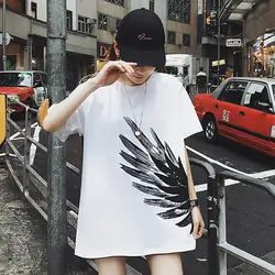 Neatie kiddie уличная Harajuku топы Женская футболка Летняя футболка с коротким рукавом и принтом крыльев свободная футболка женская белая одежда