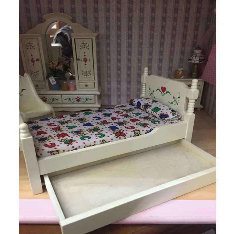 Doub K 1:12 кукольный домик мебель игрушка для кукол белая миниатюрная кровать шкаф спальные наборы ролевые игры игрушки для детей Подарки для девочек