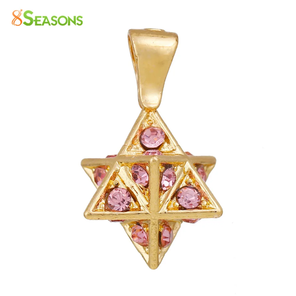 Медные медные Подвески Merkaba серебристые/золотистые/синие/розовые стразы 26 мм (1