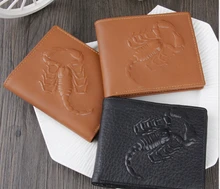 Los nuevos hombres de monedero de la cartera 2014 de europa y américa patrón escorpión monedero billetera de cuero repujado envío gratis