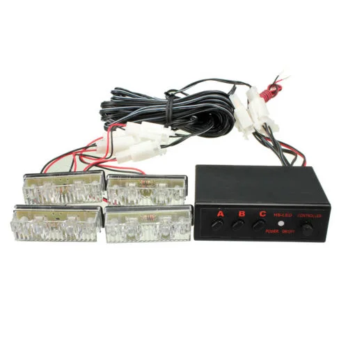 

High quality 12V Emergency Warning Recovery Strobe LED Lights Grill Breakdown Flashing Beacon white+yellow