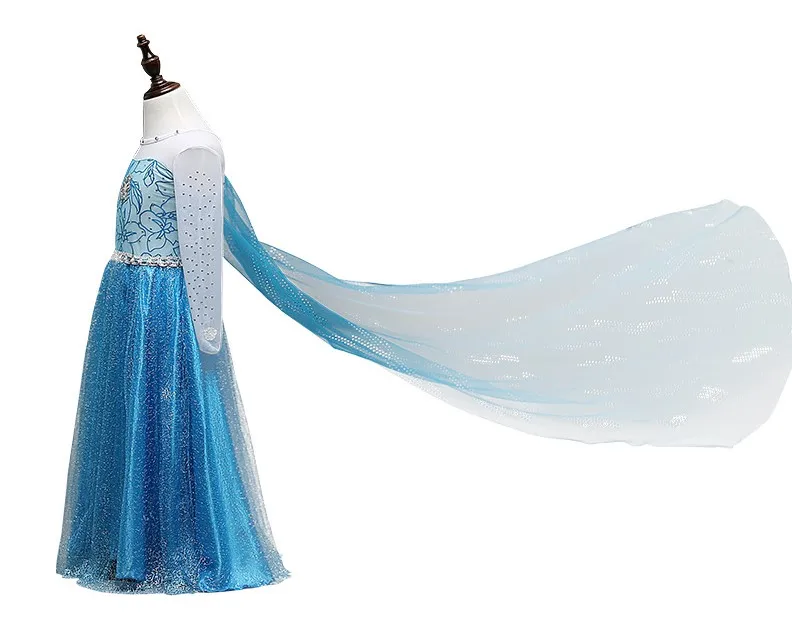 Платье для девочек; карнавальный костюм Эльзы; летнее платье; платье принцессы Эльзы; Вечерние платья на Рождество, день рождения, Хэллоуин; нарядное платье Снежной Королевы