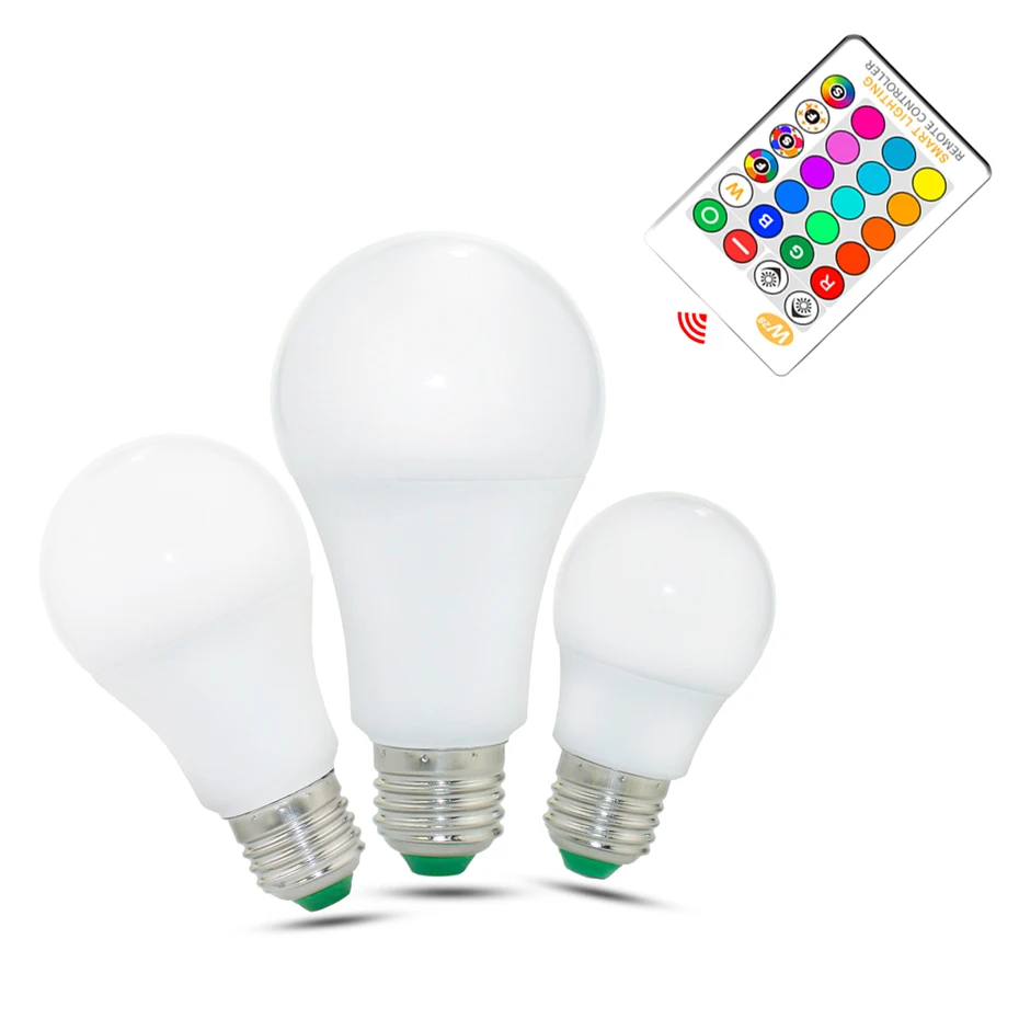 E27 цветная(Rgb) Светодиодная лампа с регулировкой светодиодный свет 220v 5W 10W 15W Цветной светодиодный свет лампы светодиодные лампы E27 с пультом дистанционного управления Управление+ память Функция